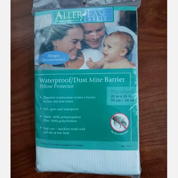 2 Aller Ease Classic Water Proof Dust Mite Barrier Pillow Protector Zipper 20x26 - Picture 5 of 6